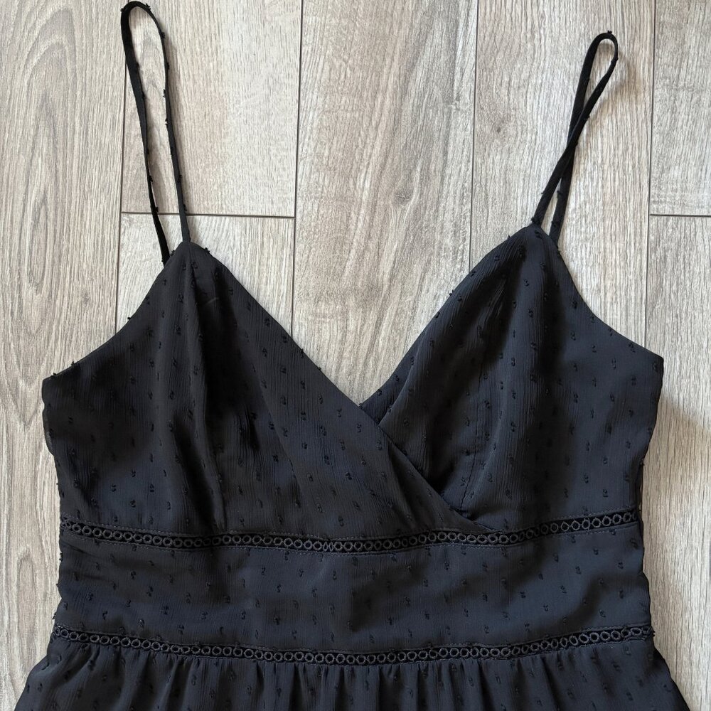 Altar'd State Sheer Dot Lined Black Mini Dress Womens Large Whimsigoth Babydoll - Picture 2 of 13